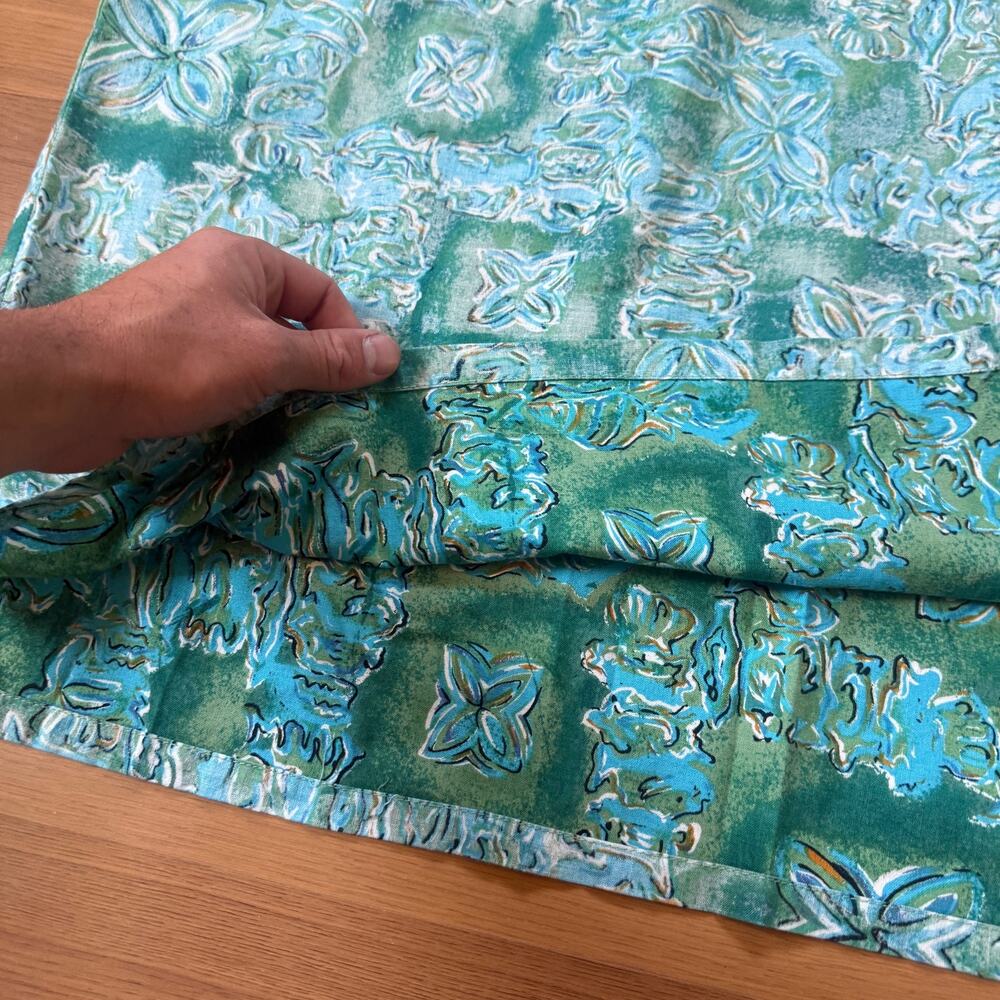 Vintage 90's Go Barefoot Trader Joes Uniform Blue Hawaiian Floral Polo Shirt L - Picture 5 of 9
